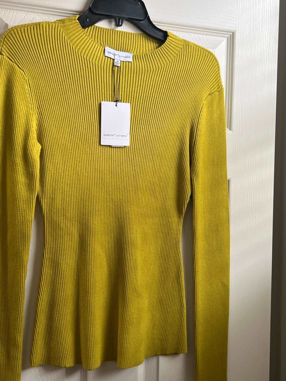 Gibson Latimer Ribbed Crewneck Sweater in Mustard Yellow